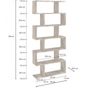 Libreria moderna verticale, colore pero, 6 ripiani, made in Italy