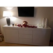 Credenza moderna con cassetti, Bianco Lucido