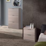 Comodino di design a 2 cassetti finitura rovere chiaro