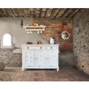 Credenza 3 ante in legno, bianco shabby