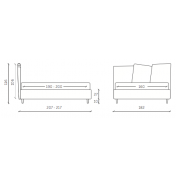 Letto matrimoniale Alkes in ecopelle in finitura grigio seta, bianco panna e tortora