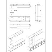 Parete attrezzata di design finitura Rovere e Carbone