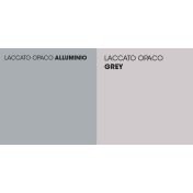 Credenza sospesa, Madia moderna, 5 ante, finitura Bianco, Alluminio e Grey