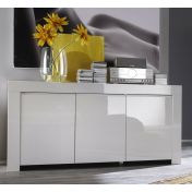 Credenza Moderna, Madia di Design, 3 ante, Bianco Lucido, Alba