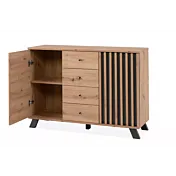 Credenza 2 ante e 4 cassetti aperta 