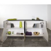 Credenza salvaspazio Ardesia e Pero a 4 ante L.158 cm, Made in Italy