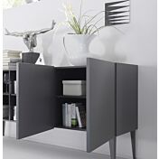 Madia design moderno, 2 ante, Grigio Opaco con zoccolo