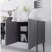 Credenza Moderna, Madia di Design, 2 ante, Grigio Opaco con piedini