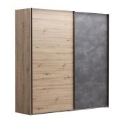 Armadio industry con 2 ante scorrevoli, finitura Rovere e Grigio smoke