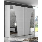 Maxi armadio scorrevole di design Poiana finitura Frassino gesso con specchi