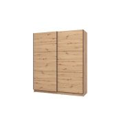 Armadio scorrevole 180 cm, stile industy, finitura Rovere