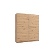 Armadio scorrevole 180 cm, stile industy, finitura Rovere