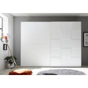 Armadio moderno 2 ante scorrevoli con forme geometriche, 275x210, bianco opaco