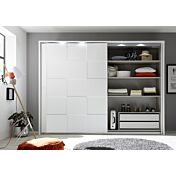 Armadio moderno 2 ante scorrevoli con forme geometriche, 275x210, bianco opaco