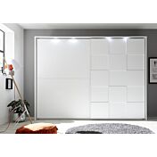 Armadio moderno 2 ante scorrevoli con forme geometriche, 275x210, bianco opaco