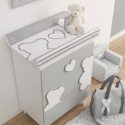 Lettino per neonati Winnie, bianco e Grey con decori orsetto