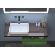 Mobile bagno con lavabo in appoggio, finitura Nero e Verde Reseda