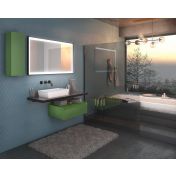 Mobile bagno con lavabo in appoggio, finitura Nero e Verde Reseda