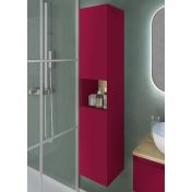 Mobile da bagno sospeso con lavabo in appoggio, finitura Rosso Vino e Rovere