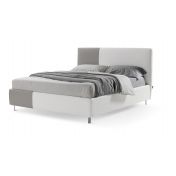 Letto contenitore Albali in ecopelle in finitura bianco e grigio perla