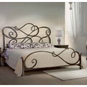 Letto in ferro battuto  Wagner color marrone anticato oro, made in Italy
