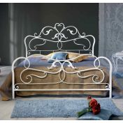 Letto in ferro battuto Debussy, colore bianco confetto, made in Italy