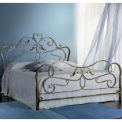 Letto in ferro battuto Debussy, colore bianco confetto, made in Italy