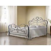 Letto in ferro battuto Debussy, colore bianco confetto, made in Italy