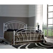 Letto in ferro battuto Copland, colore bianco confetto, made in Italy