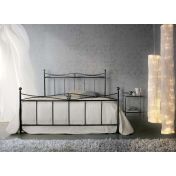 Letto in ferro battuto  Kellner, colore nero anticato argento, made in Italy