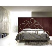 Letto in ferro battuto  Chopin, color marrone anticato oro, made in Italy