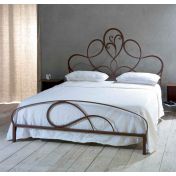 Letto in ferro battuto  Bartok effetto corten, made in Italy