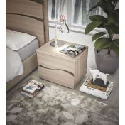 Coppia di comodini moderni 2 cassetti Olmo perla, Made in Italy
