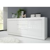 Credenza moderna con cassetti, Bianco Lucido