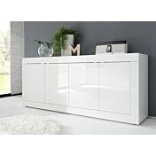 Credenza Moderna, Madia bianca laccata lucida a 4 ante