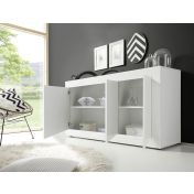 Credenza Moderna, Madia di Design, 3 ante, Bianco Lucido