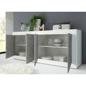 Credenza bicolore con 4 ante, design moderno