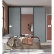 Armadio scorrevole moderno con specchio a 3 ante H.257 L.266, color Cadaques