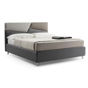 Letto contenitore Diadema in ecopelle in finitura grigio perla, tortora ed antracite