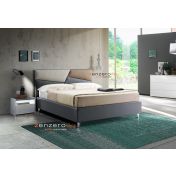 Letto contenitore Diadema in ecopelle in finitura grigio perla, tortora ed antracite