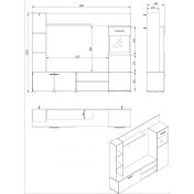 Parete attrezzata 190 cm, finitura Rovere e Carbone