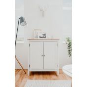 Madia credenza, 2 ante finitura bianco opaco e top in quercia