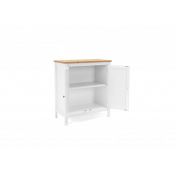 Madia credenza, 2 ante finitura bianco opaco e top in quercia