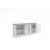 Madia credenza 4 ante, 3 cassetti in finitura bianco opaco con top in quercia