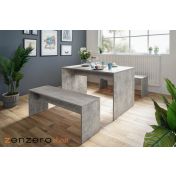 Tavolo con 2 panche di design L.118, finitura Beton