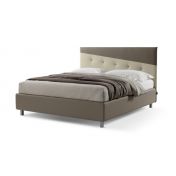 Letto matrimoniale Menkar con contenitore in finitura tortora e beige