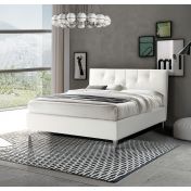 Letto contenitore matrimoiale Skat in ecopelle bianco ottico