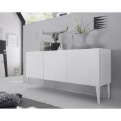 Credenza Moderna 3 ante, bianco opaco con piedini