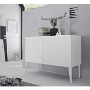 Credenza Moderna, Madia di Design, 2 ante, Bianca opaco con piedini