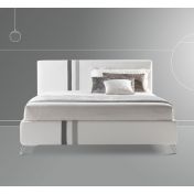 Letto contenitore Zadok in ecopelle in finitura bianco, grigio perla ed antracite